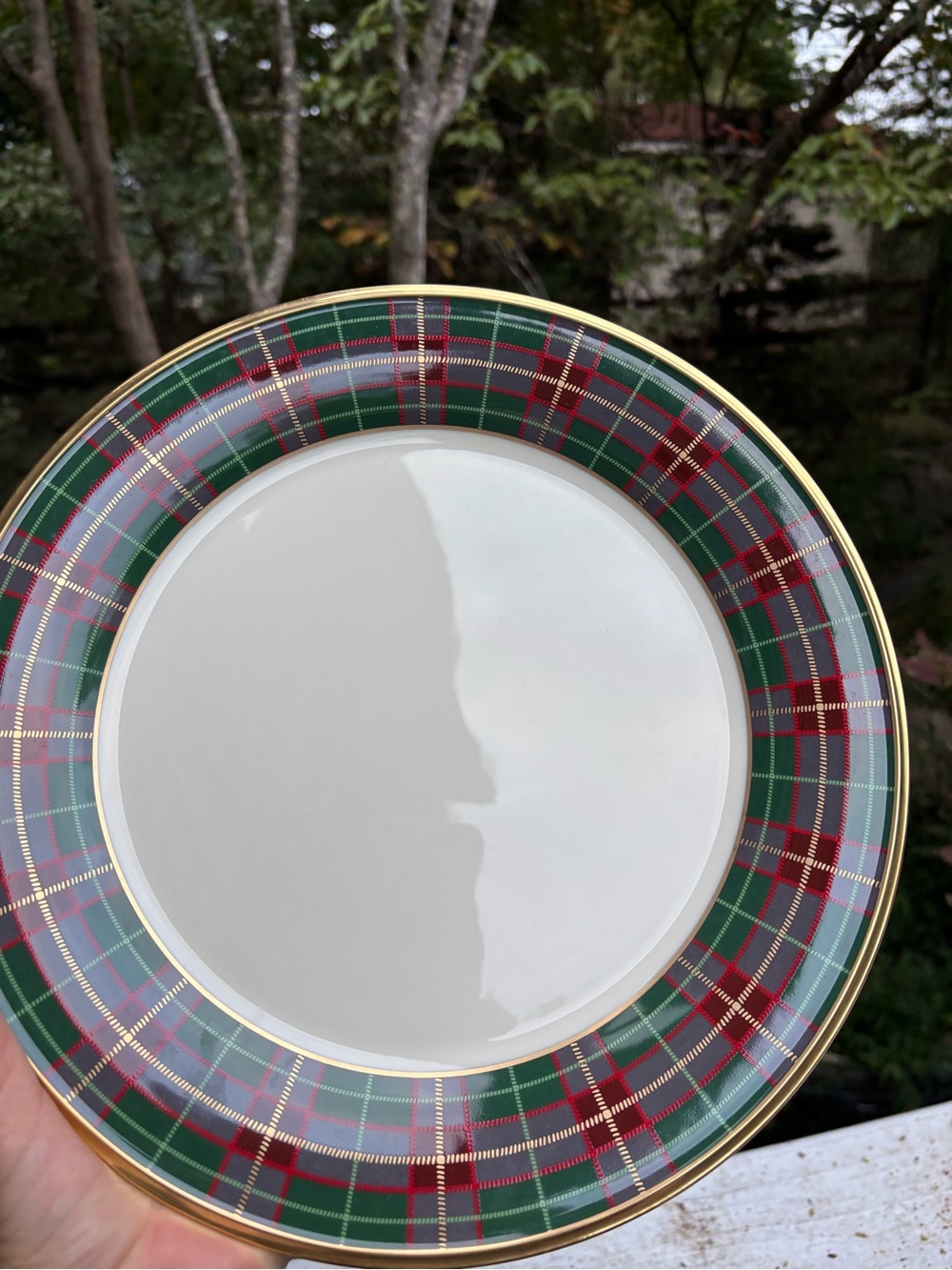 Lenox Holiday Tartan Porcelain Dinner Plate Red Green Plaid Gold Rim